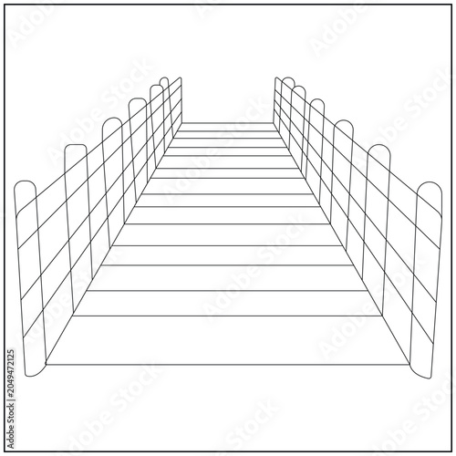 Minimal Wooden Bridge Line Art