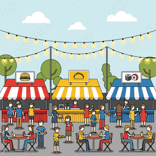 Foto A bustling outdoor food market scene