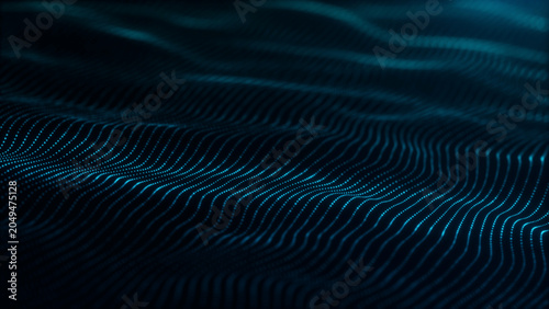 Φωτογραφία Dark cyan digital terrain wave with glowing dotted grid and smooth depth, abstract technology background for data flow, network visuals, interfaces, and corporate design