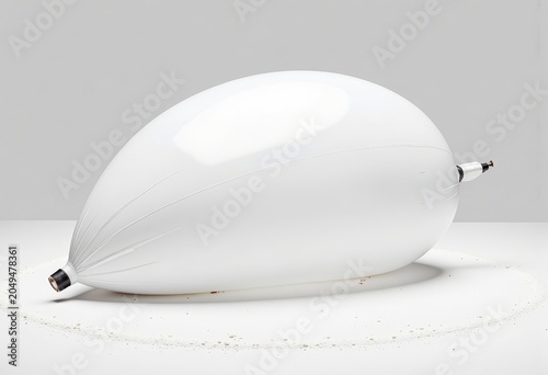 White helium balloon on a plain surface.