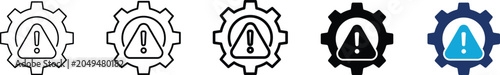 Fotografie Risk management icon set showing professional warning alert triangle with exclam