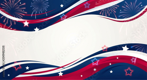 Patriotic, American flag, red white blue, star spangled banner, vector border
