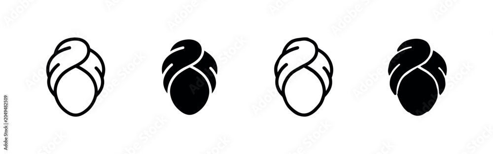 Naklejka premium Towel wrapped around head after bath or shower icon set