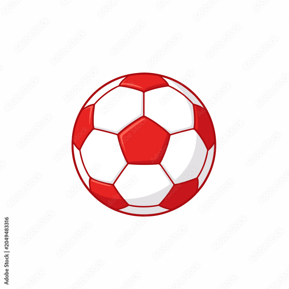 Fototapeta premium Red and white soccer ball vector illustration isolated on white background