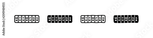Foto Weekly pill organizer with days of the week icon set, medicine dosage reminder s