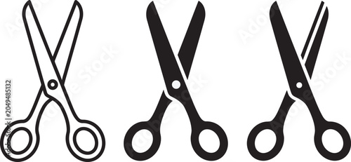 Three pairs of scissors in different sizes and styles