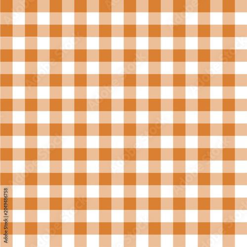 Terracotta Orange gingham check pattern background, cute seamless pastel grid texture