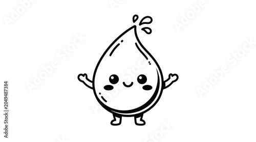 Valokuva Cute cartoon water drop character illustration.
