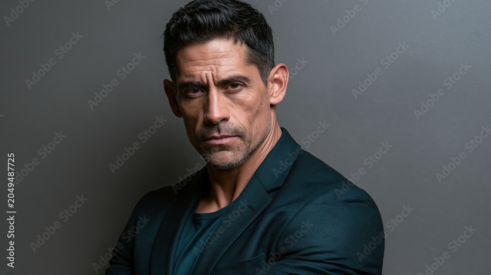Fototapeta premium Men Mental Health Stigma Hispanic Middle Aged Athletic Man Quiet