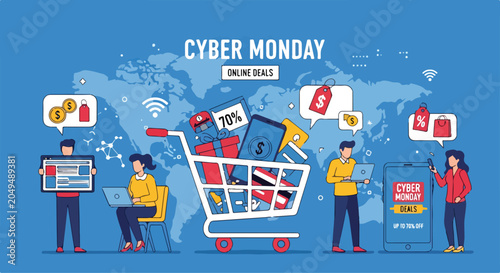 Konstfotografi A vibrant scene depicting online shopping on Cyber Monday