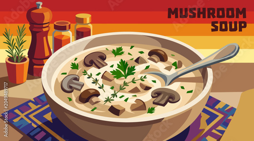 Bild auf Leinwand mushroom soup cuisine food recipe culinary homemade traditional delicious meal b