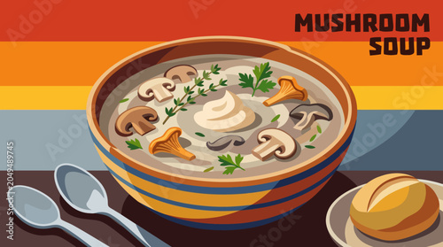 Bild auf Leinwand mushroom soup cuisine food recipe culinary homemade traditional delicious meal b