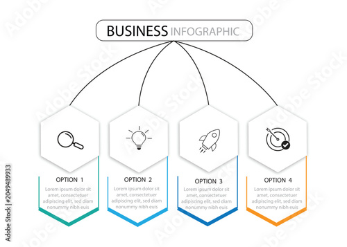 Creative concept for infographic with 4 steps, options, parts or processes. Business data visualization.	