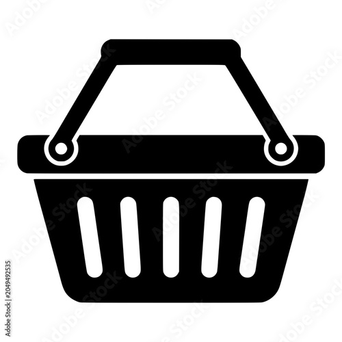 Принти на полотні Shopping basket, black silhouette icon for grocery shopping, retail and online s
