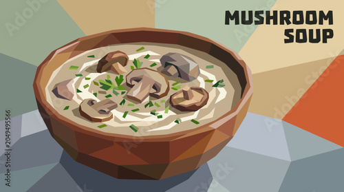 Schilderij op canvas mushroom soup cuisine food recipe culinary homemade traditional delicious meal b