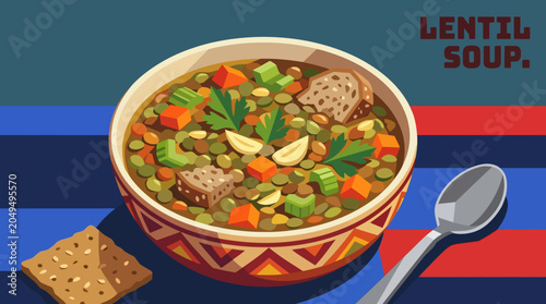 Принти на полотні lentil soup cuisine food recipe culinary homemade traditional delicious meal bow