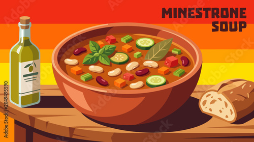 Schilderij op canvas minestrone soup cuisine food recipe culinary homemade traditional delicious meal