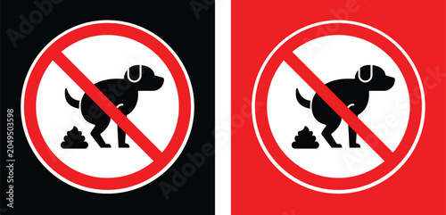 Foto Dog pooping warning sign pet shitting silhouette