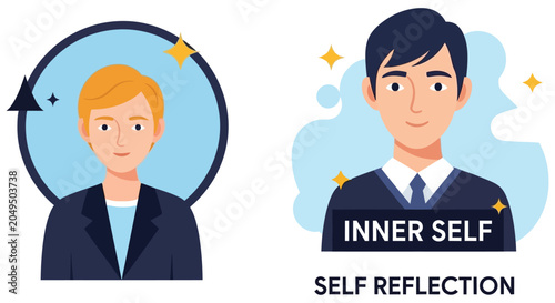 Canvastavla Illustration depicting self reflection and the concept of inner selves