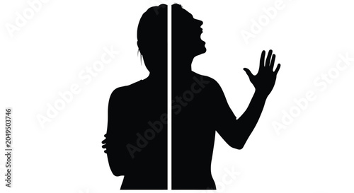 Foto A silhouetted figure split down the middle expressing duality and inner turmoil