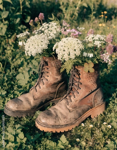 boots and flowers