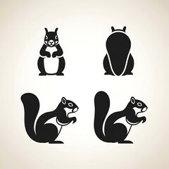 Black and white silhouettes of cats in various poses.