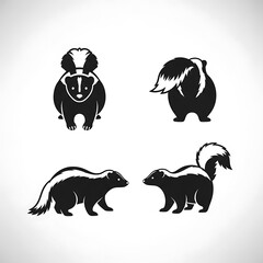Black and white silhouettes of different dog breeds.