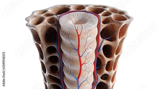 Ultra-Realistic 3D Medical Cross-Section Diagram of Trabecular Bone Structure