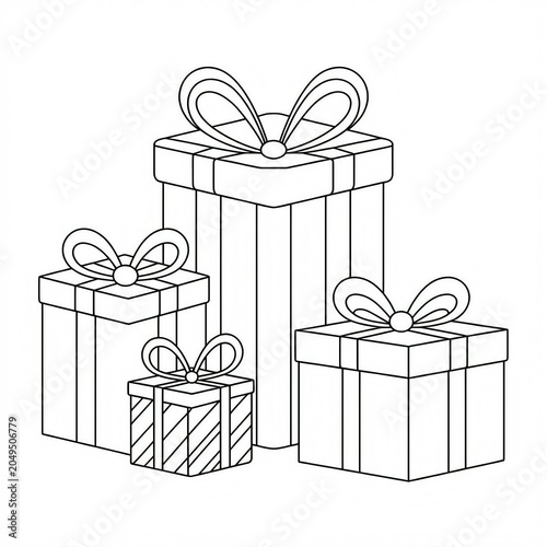 set of gift boxes sketch 