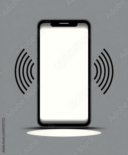 adobe stock vector of a smartphone with signal waves on gray background