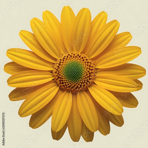 Beautiful bright yellow daisy flower on beige background