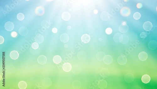 Bokeh effect with white circles on gradient blue green background