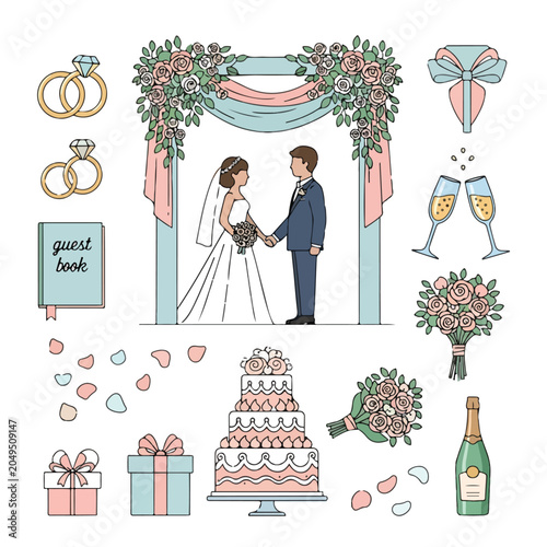 Bild auf Leinwand A wedding-themed illustration