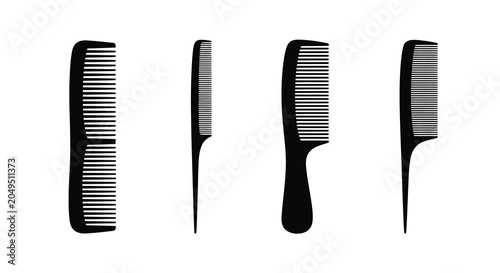 Photos Four Combs In Silhouette Style Against A White Background