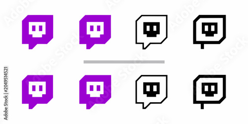Foto Twitch Logo Icons In Purple And Black Flat Vector Graphics