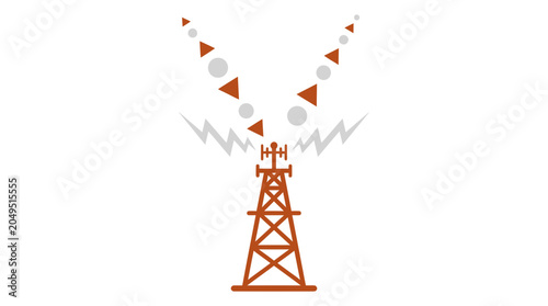 Cell tower, communication antenna, signal transmission, network icon