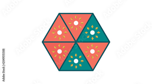 Geometric Pattern, Hexagon Shapes, Colorful Abstract, Decorative Elements