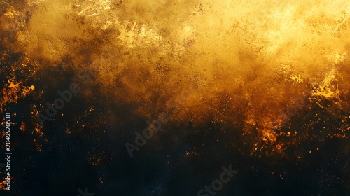 Vibrant abstract artwork featuring a dark background with golden yellow and orange hues blending together