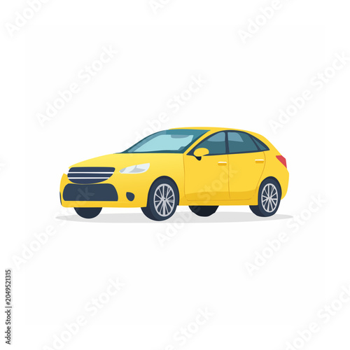 Yellow car illustration in flat design style