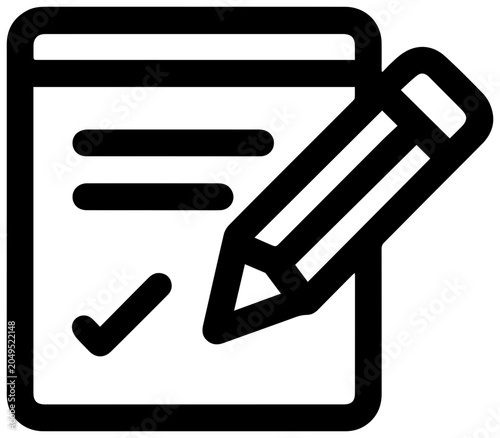 Editing icon of pencil on text document outline