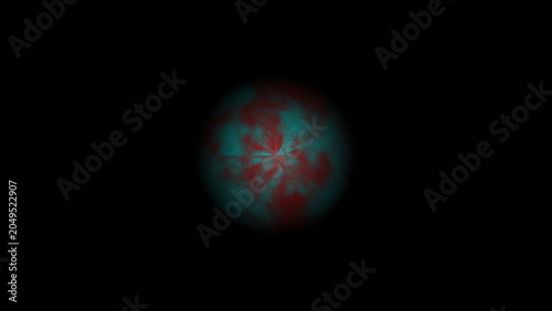 Abstract cosmic nebula in a swirling red and teal galaxy sphere