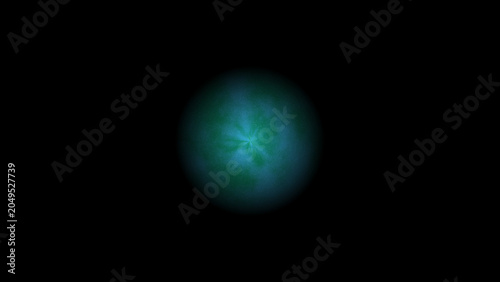 Abstract cosmic nebula sphere with radiant green glow