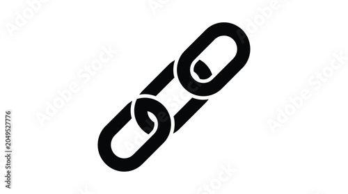 Quadro su tela Three interconnected metal chain links depicted as a black silhouette graphic ve