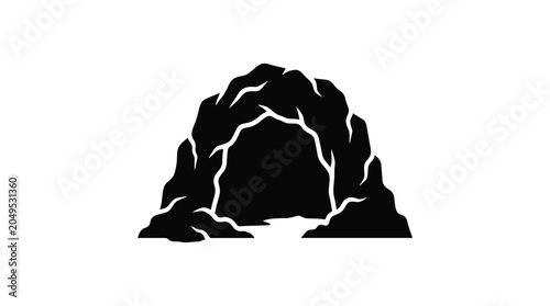 Quadro em tela Rocky mountain opening with a dark silhouette rock rocks stone cliff peak