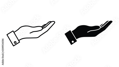 Bild auf Leinwand Vector illustration of two hands with palms up in black and white isolated on wh