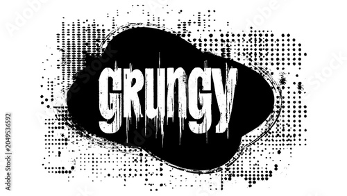 Dirty black color ink splatter grungy background with halftone effect. Silhouette vector brush stroke grunge paint background