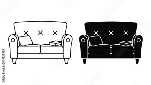Billede på lærred Vector illustration of two armchairs with book on armrest isolated on white back