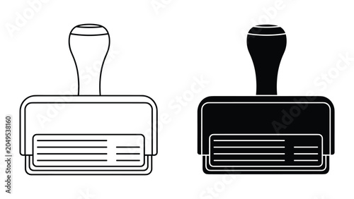 Foto Vector illustration of black and white rubber stamp icons on white background