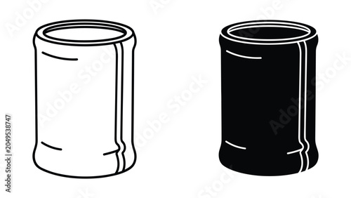 Foto Black and white illustration of two cylindrical objects side by side on white ba
