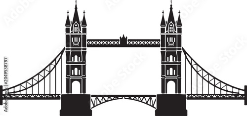 Digital London Bridge Logo Vector Set – Technology, Connectivity and Smart City Icons